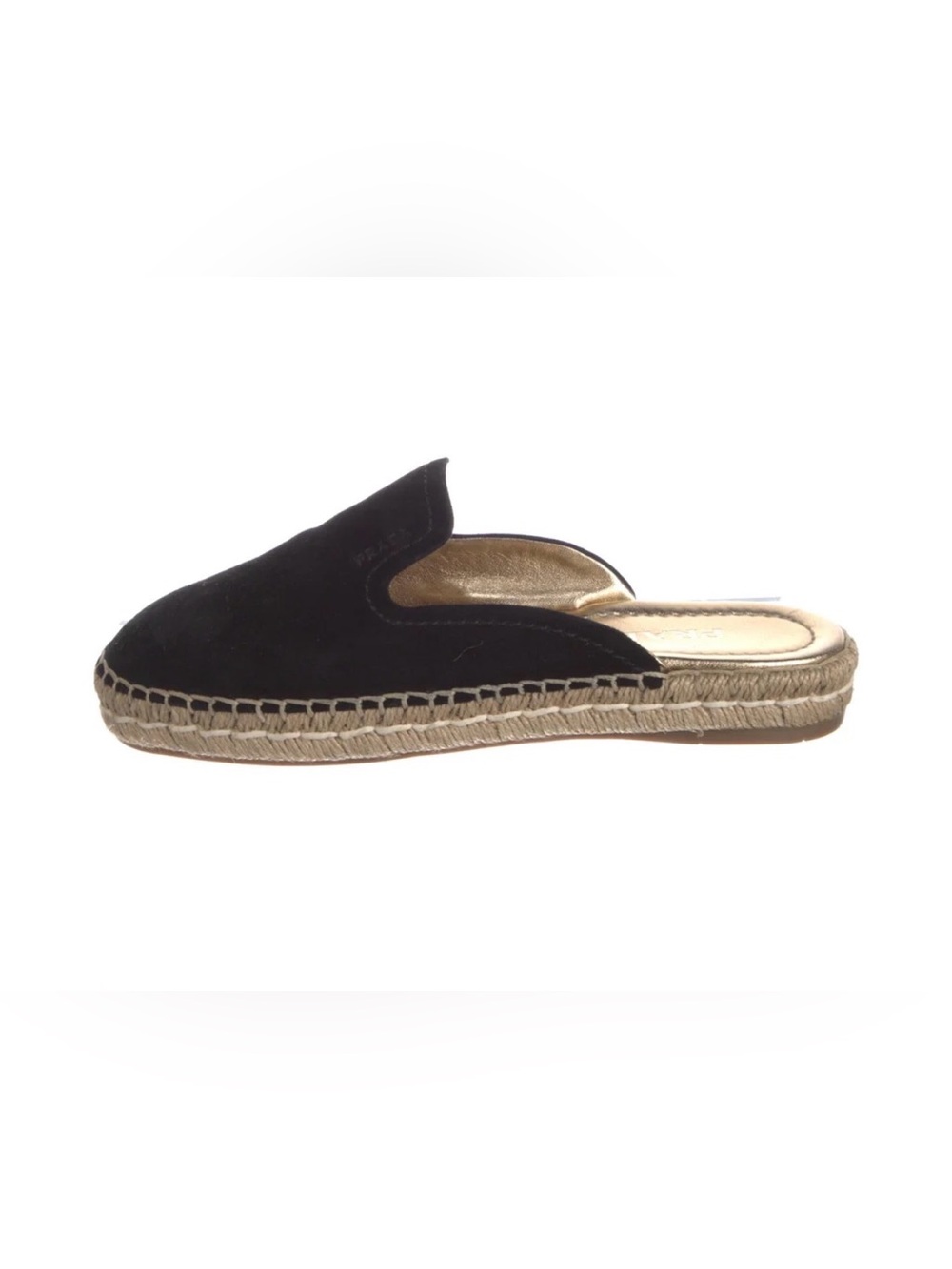 Prada Black Suede Espadrille Mule Slides